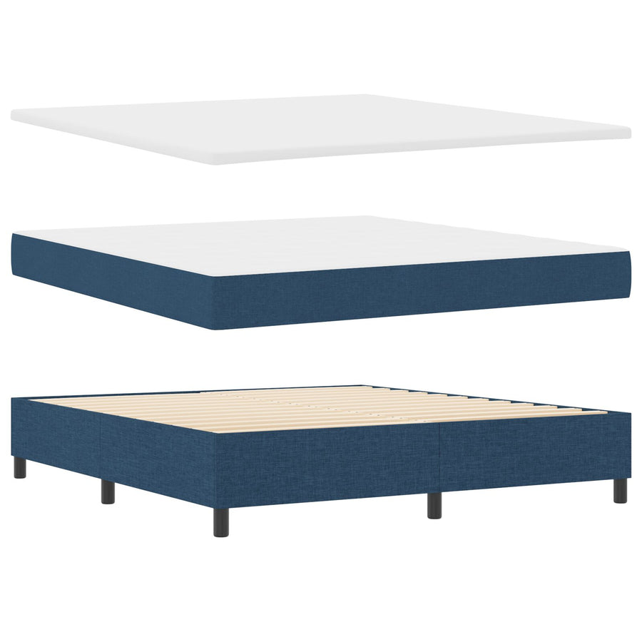 Boxspring Bed Met Matras & Bank Blauw 180X200 Cm Stof Crème