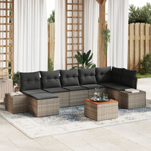 8 Delige Tuin Sofa Set Met Kussens Grijs Poly Rattan Acacia