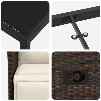 5-Delige Tuindinerset Met Kussens Bruin Poly Rattan