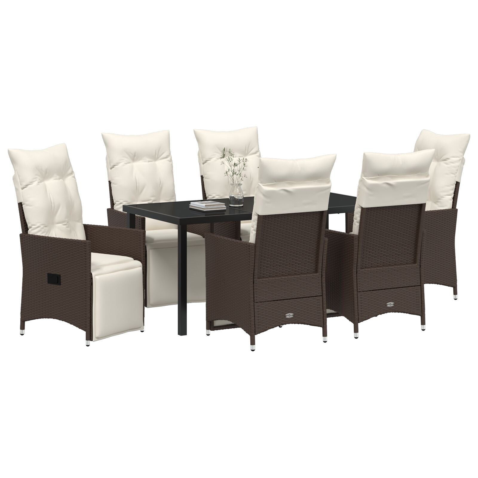 Set Van 4 Bruin Pe Rattan Enkele Fauteuil