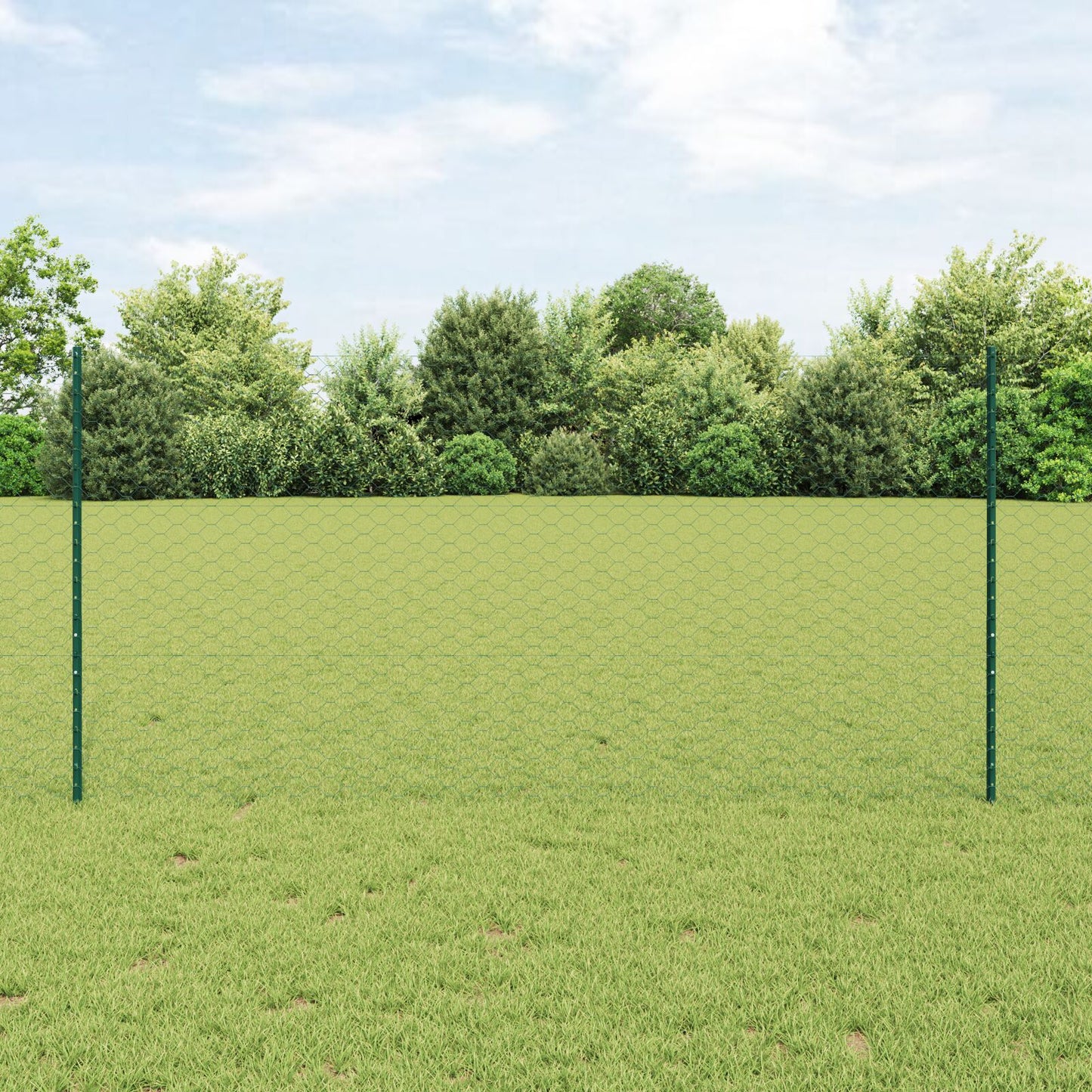 Hekposten 11 St U-Kanaal Groen 120 Cm Staal,  Zeshoek Hek Groen 1,2X50 M Staal