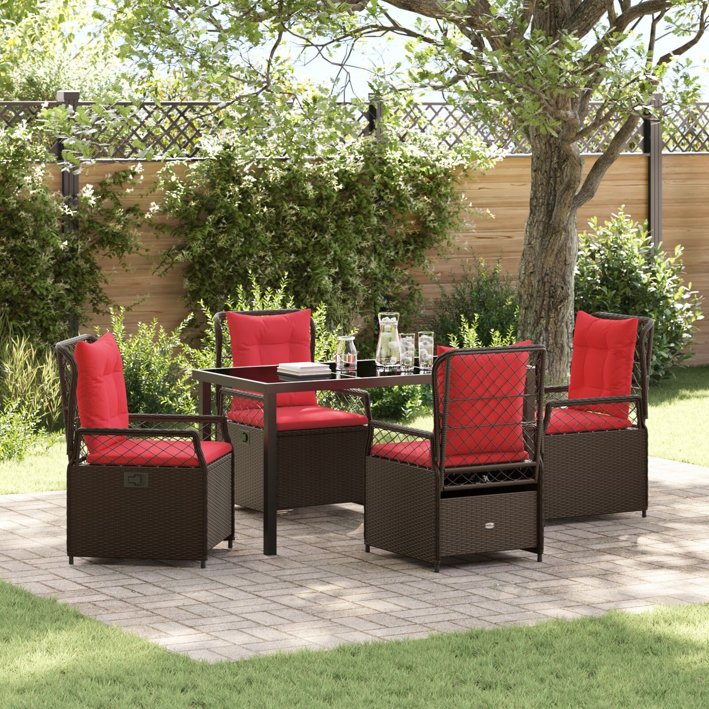 5 Delige Tuin Eetset Bruin Poly Rattan