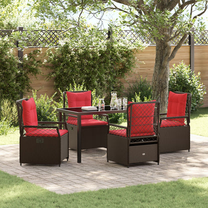 5 Delige Tuin Eetset Bruin Poly Rattan