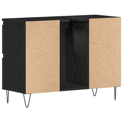 Badkamersinkkast Zwart Eiken 80X33X60 Cm Gelaagd Hout
