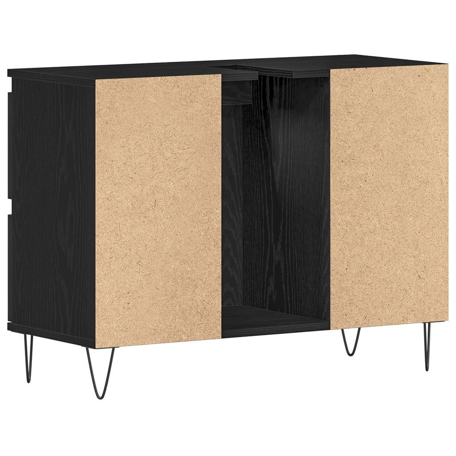 Badkamersinkkast Zwart Eiken 80X33X60 Cm Gelaagd Hout