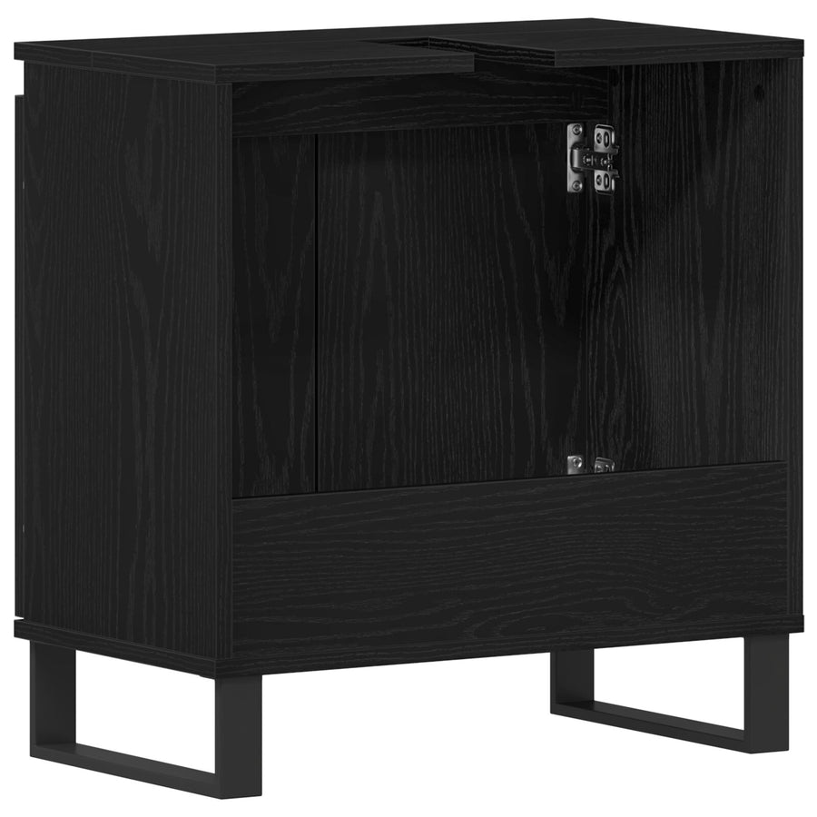 Badkamer Wastafel Kast Zwart Eik 58X33X60 Cm Gelaagd Hout