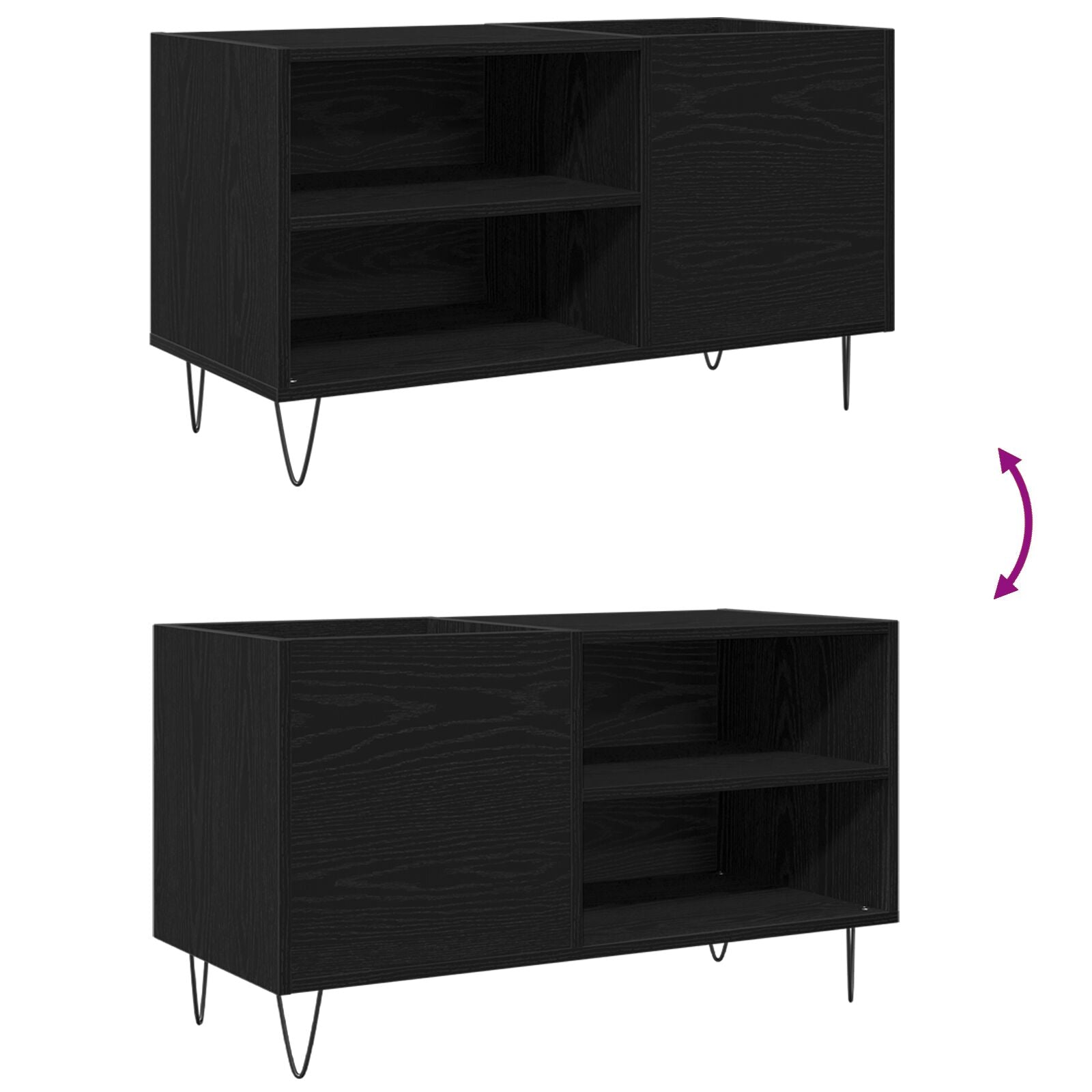 Recordkast Zwart Eiken 84,5X38X48 Cm Hout