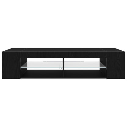 Tv-Kast Met Led-Verlichting - Zwart Eiken - 135X39X30Cm - Bewerkt Hout