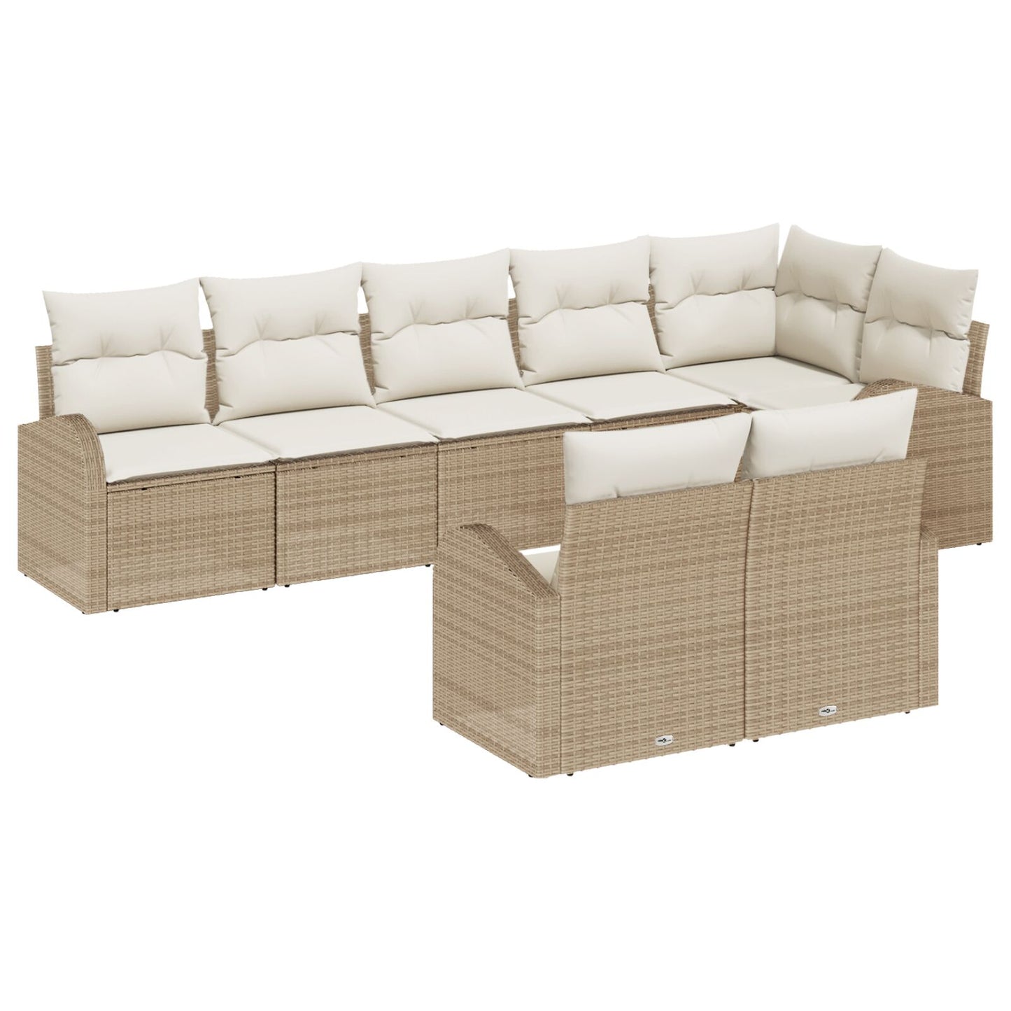 8-Delige Tuinsofa Set Met Kussens Poly Rattan Beige en crème zonder tafel
