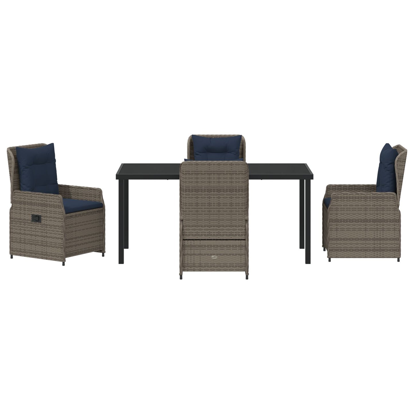 5-Delige Tuin Eetset Grijs Poly Rattan