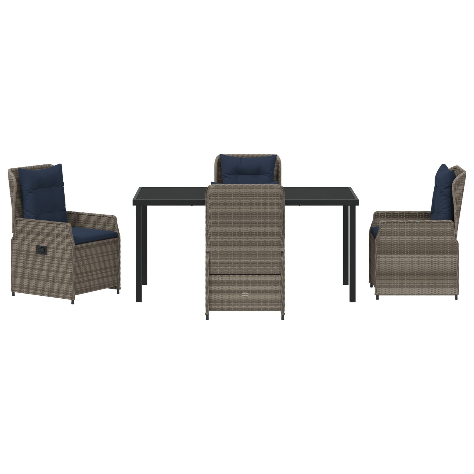 5-Delige Tuin Eetset Grijs Poly Rattan