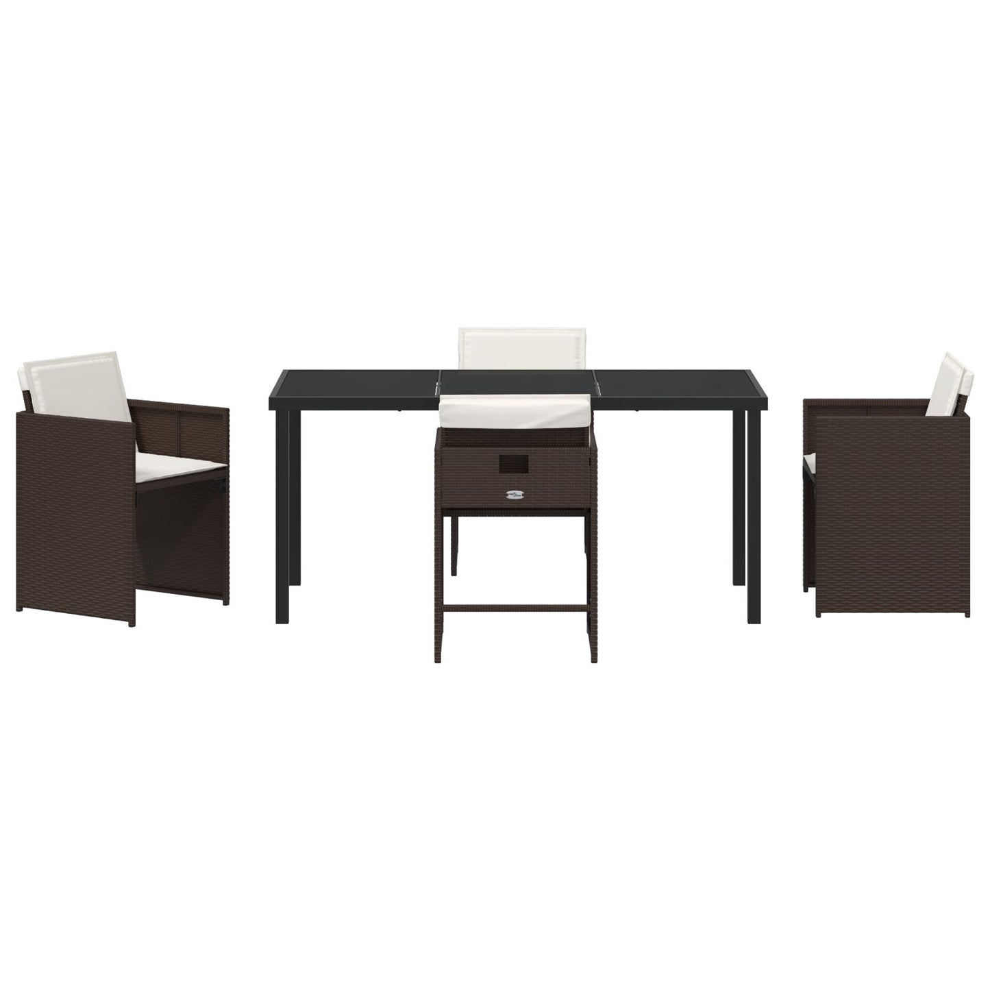 5 Delige Tuin Eettafel Set Met Kussens Bruin Poly Rattan