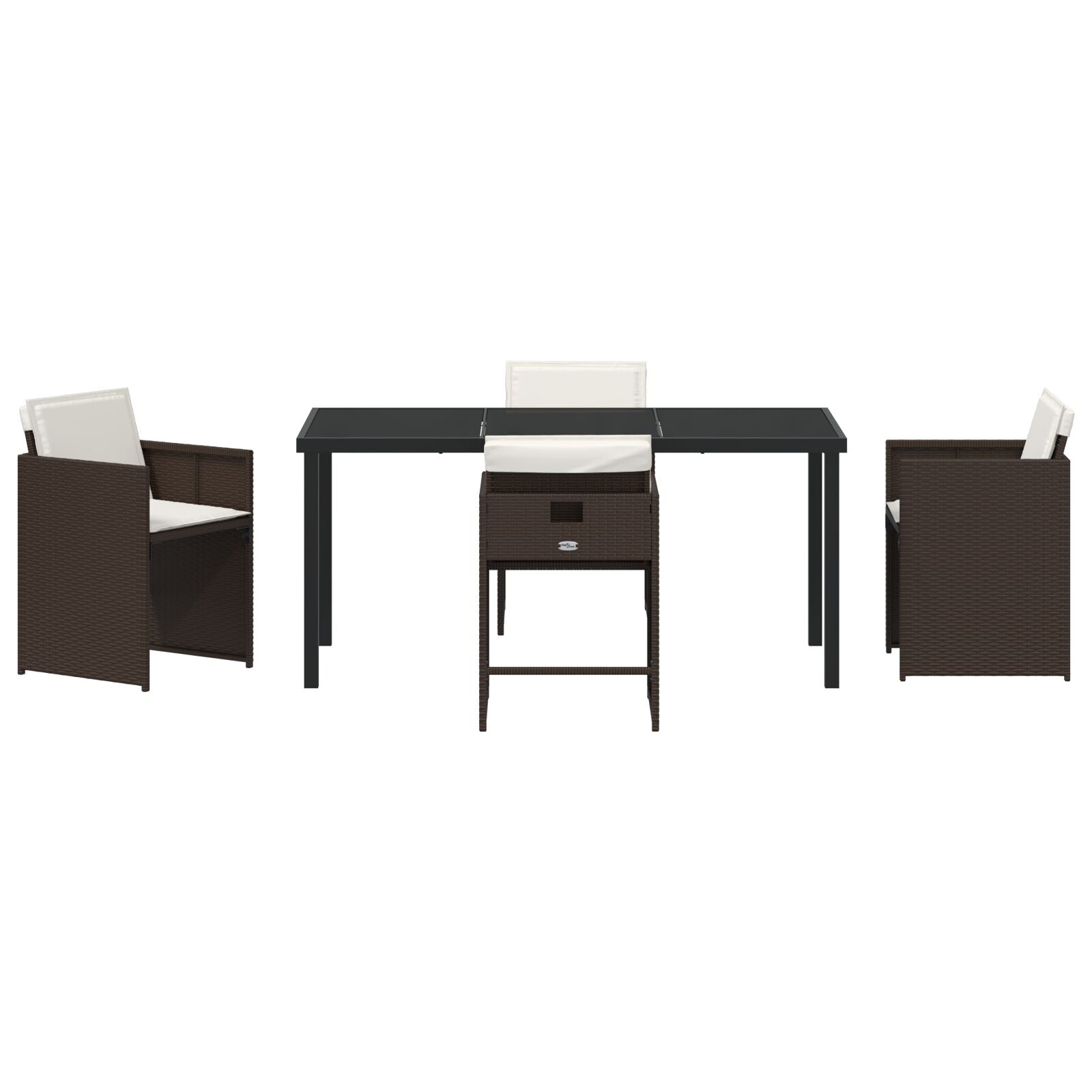 5 Delige Tuin Eettafel Set Met Kussens Bruin Poly Rattan