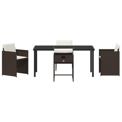5 Delige Tuin Eettafel Set Met Kussens Bruin Poly Rattan