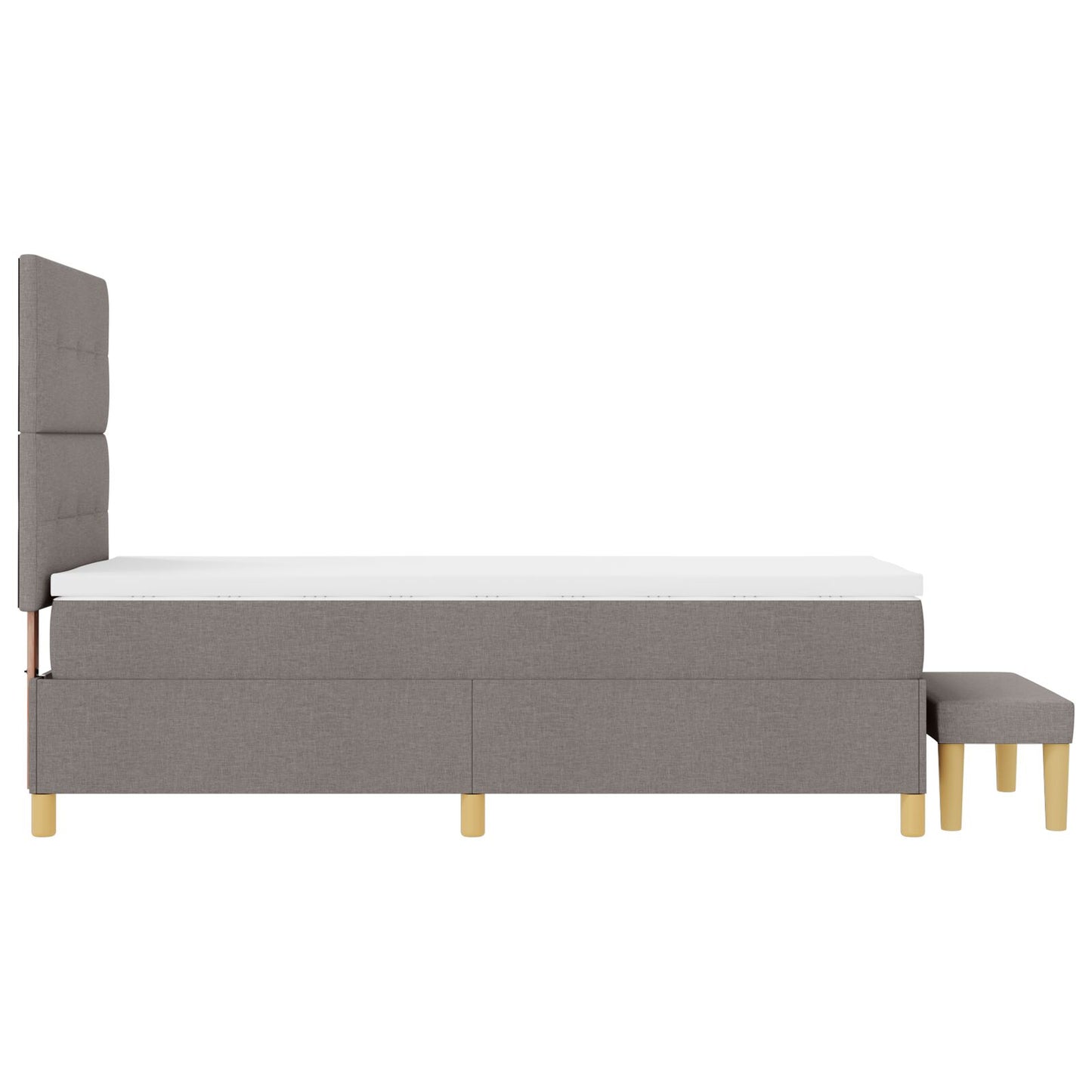 Boxspringbed Met Matras & Bank Stof Taupe 90 x 200 cm Knoopbed