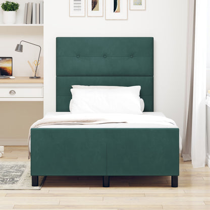 Bedframe In Donkergroen, 120X190 Cm, Gemaakt Van Fluweel Crème