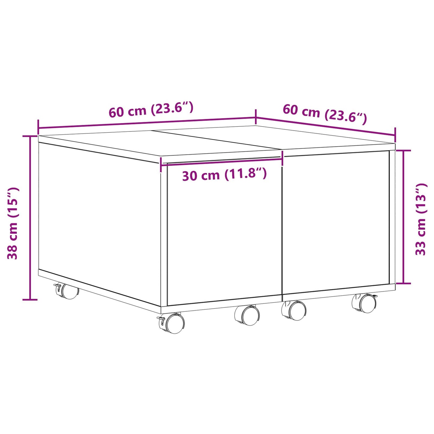 Salontafel Zwarte Eik 60X60X38 Cm Geengineerd Hout