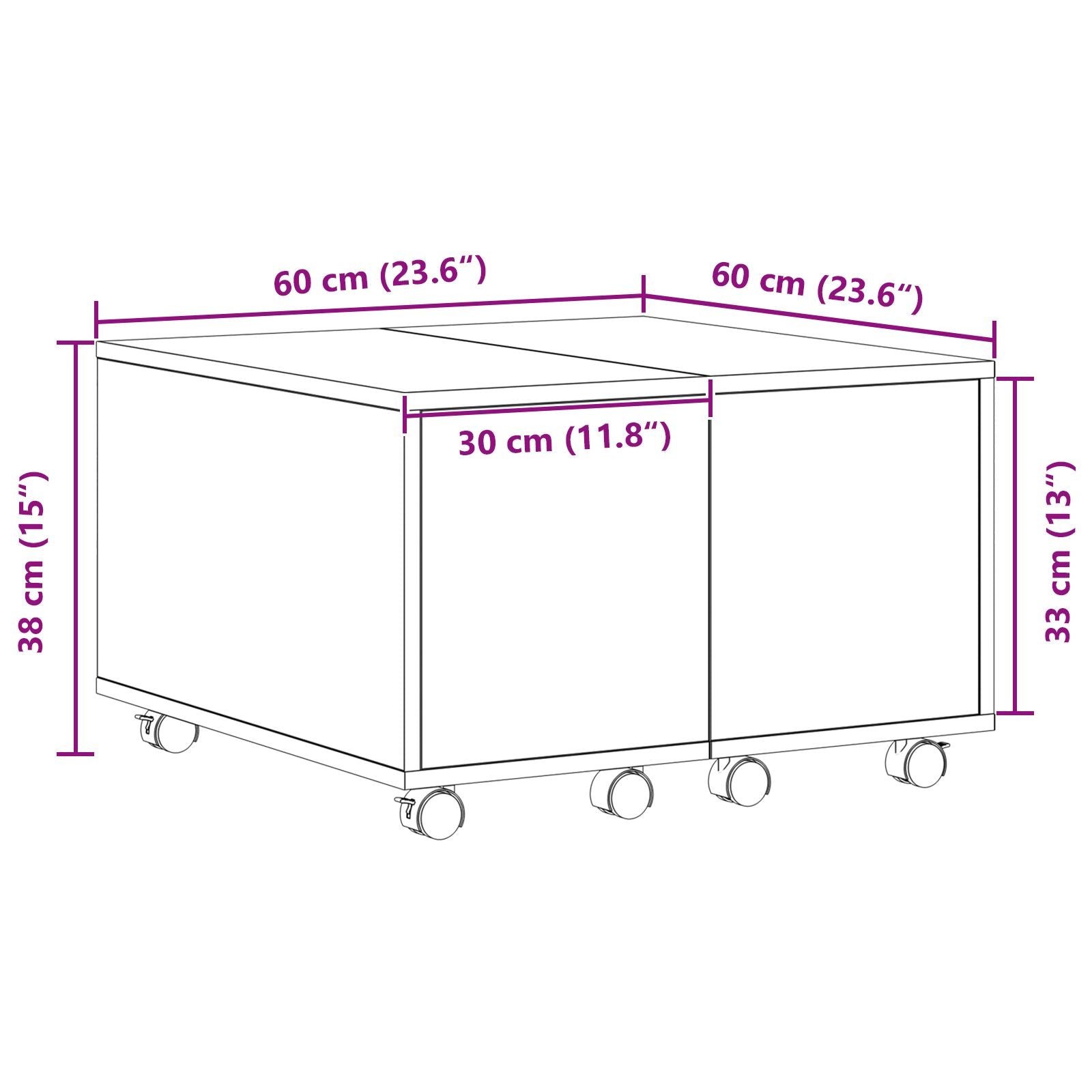 Salontafel Zwarte Eik 60X60X38 Cm Geengineerd Hout
