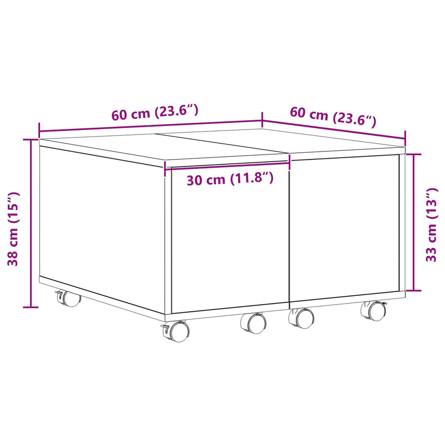 Salontafel Zwarte Eik 60X60X38 Cm Geengineerd Hout