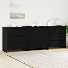 3-Delige Sideboards In Zwart Eiken Geengineerd Hout