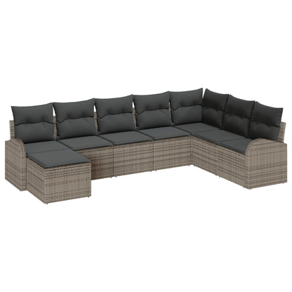 8-Delige Tuinbank Set Met Kussens Grijze Poly Rattan