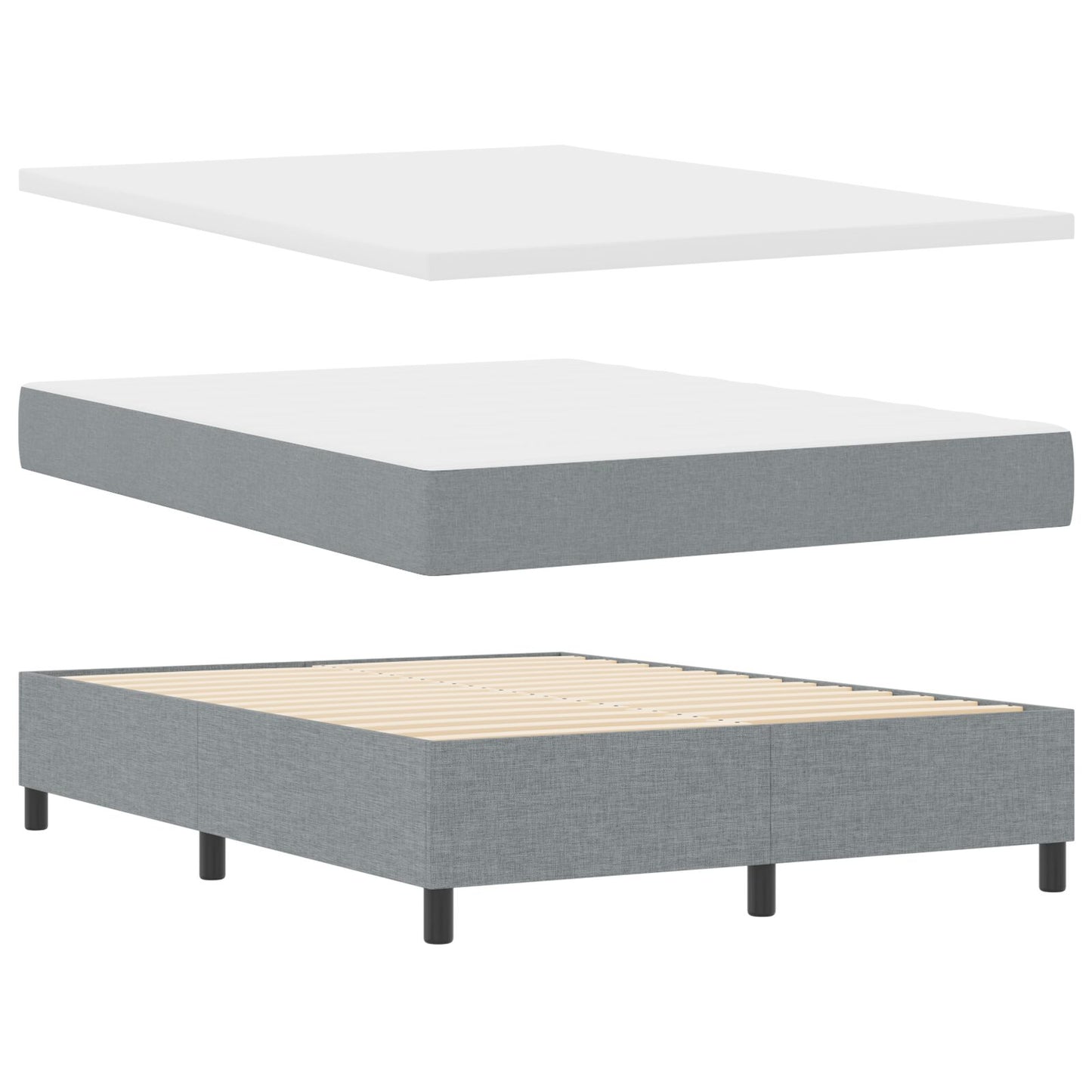 Boxspringbed Met Matras & Bank Stof Lichtgrijs 140 x 200 cm Met knopen