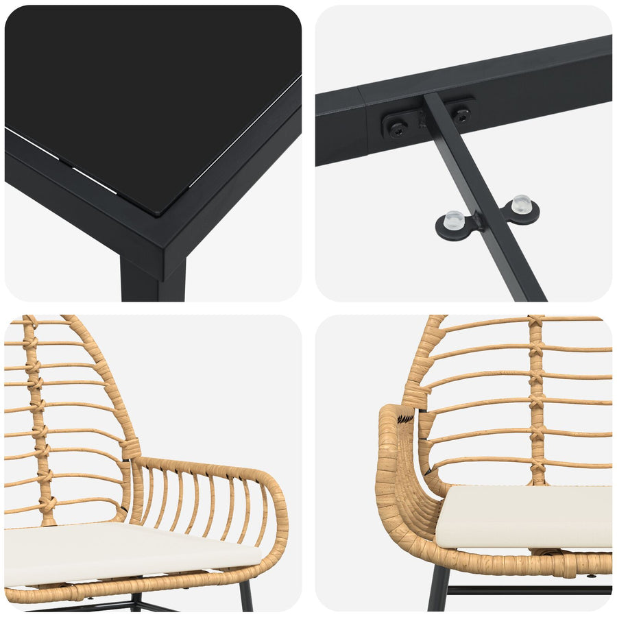 5-Delige Tuin Eetset Met Kussens Bruin Poly Rattan