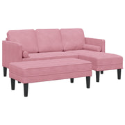 Bankstel roze fluweel 113x57x39 cm