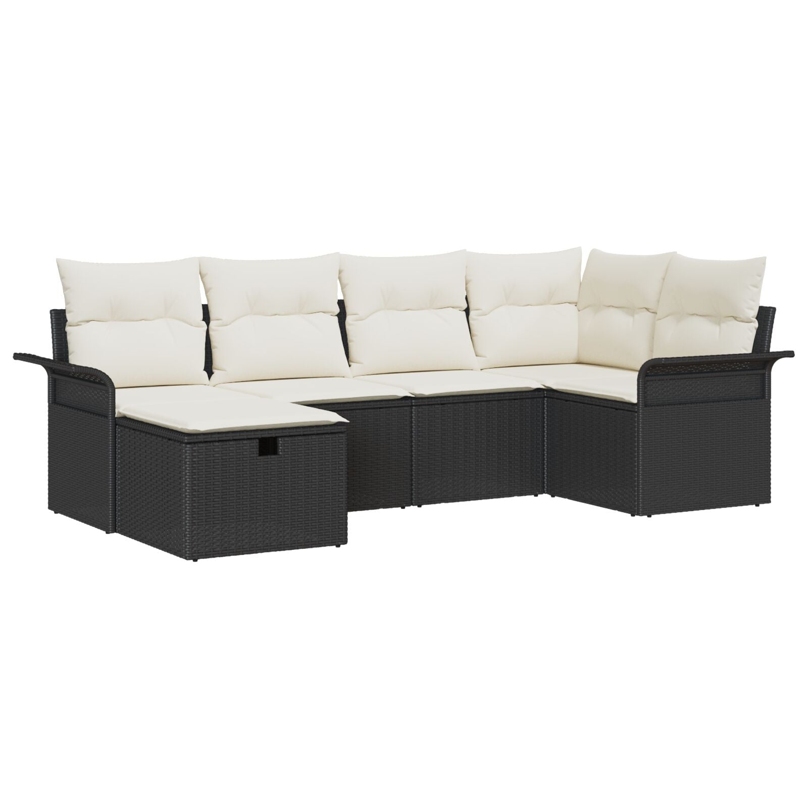6 Delige Tuin Sofa Set Met Kussens Zwart Poly Rattan