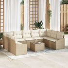 Tuinset poly rattan 9 personen beige crème
