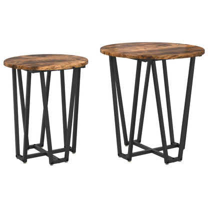 Bijzettafel 2 Stuks Hout En Metaal Gerookt eiken