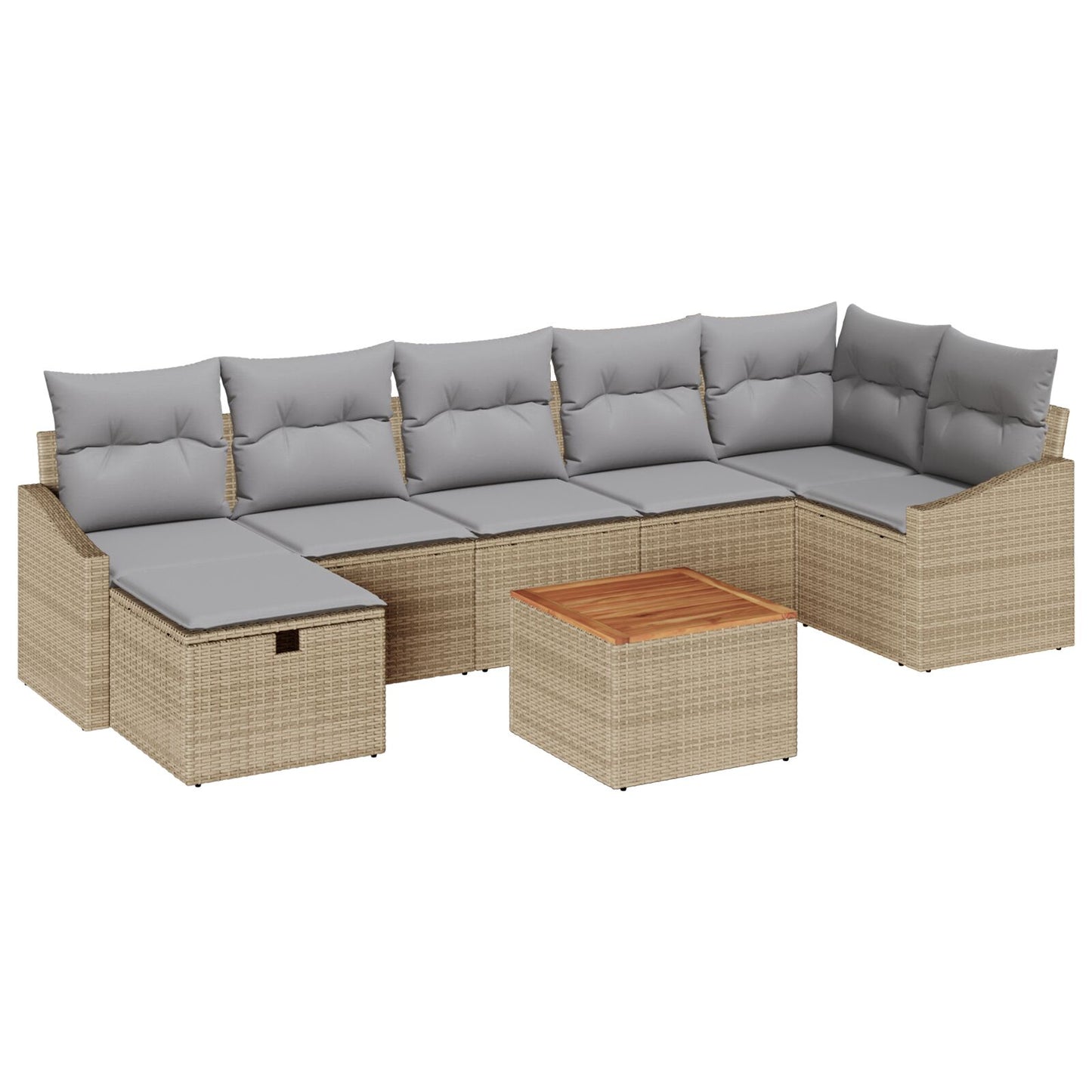 8-Delige Tuin Sofa Set Met Kussens Beige Poly Rattan