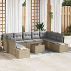 Loungeset 9 personen polyrattan beige lichtgrijs