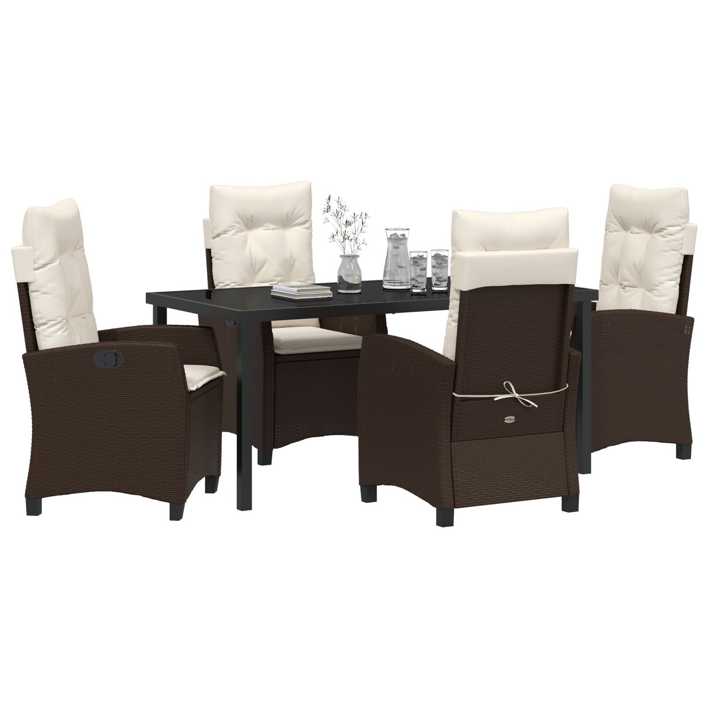5-Delige Tuinset Met Kussens Bruin Poly Rattan