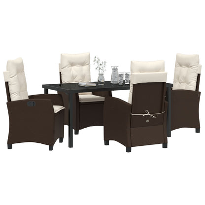 5-Delige Tuinset Met Kussens Bruin Poly Rattan