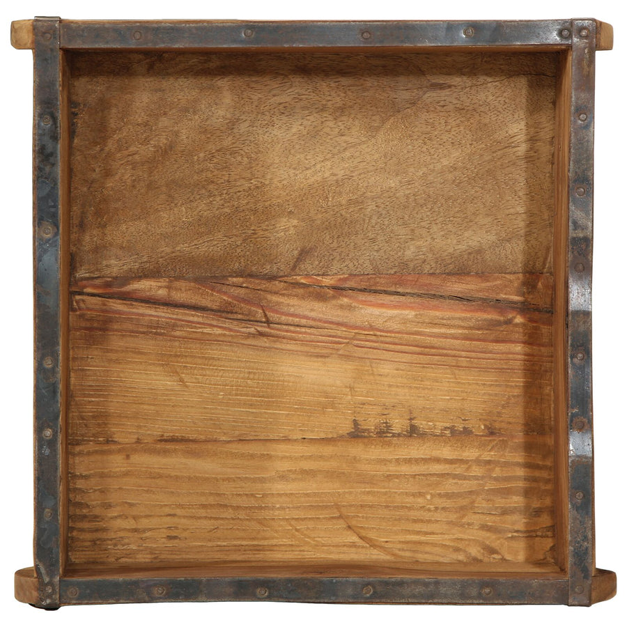 Plateau 31X29X10 Cm Massief Hout Gerecycled 29 x 31 x 10 cm