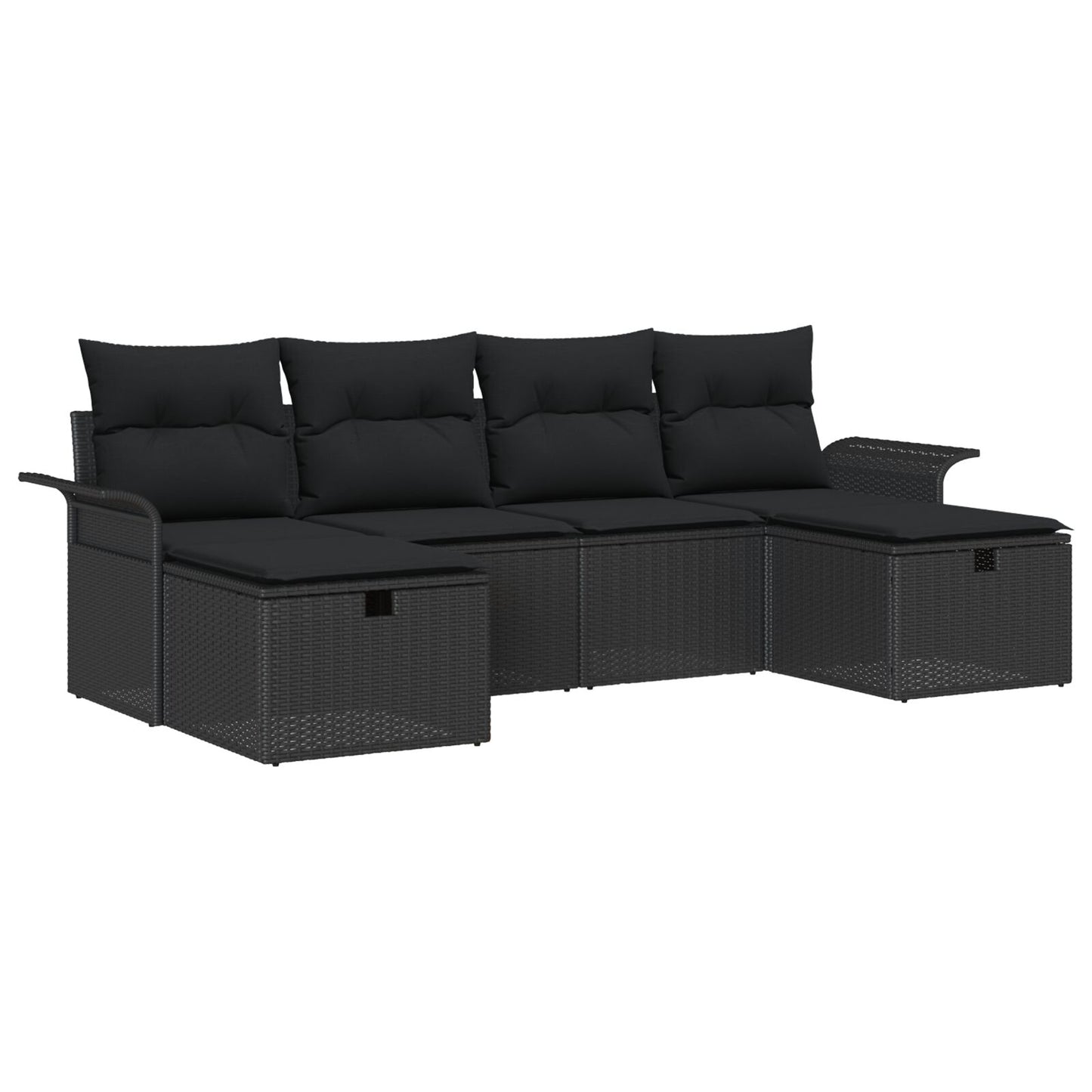 6-Piece Tuin Sofa Set Met Kussens Zwart Poly Rattan