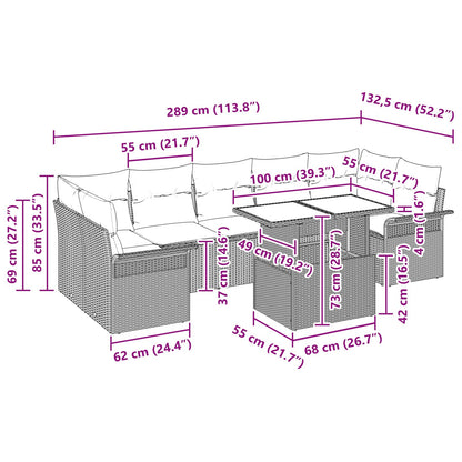 8 Stuk Tuin Sofa Set Met Kussens Lichtgrijze Poly Rattan