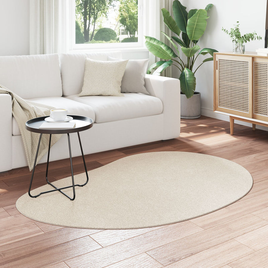 Area Tapijt Polyester Anti-Slip Beige 120 x 170 cm Ovaal-Druppel
