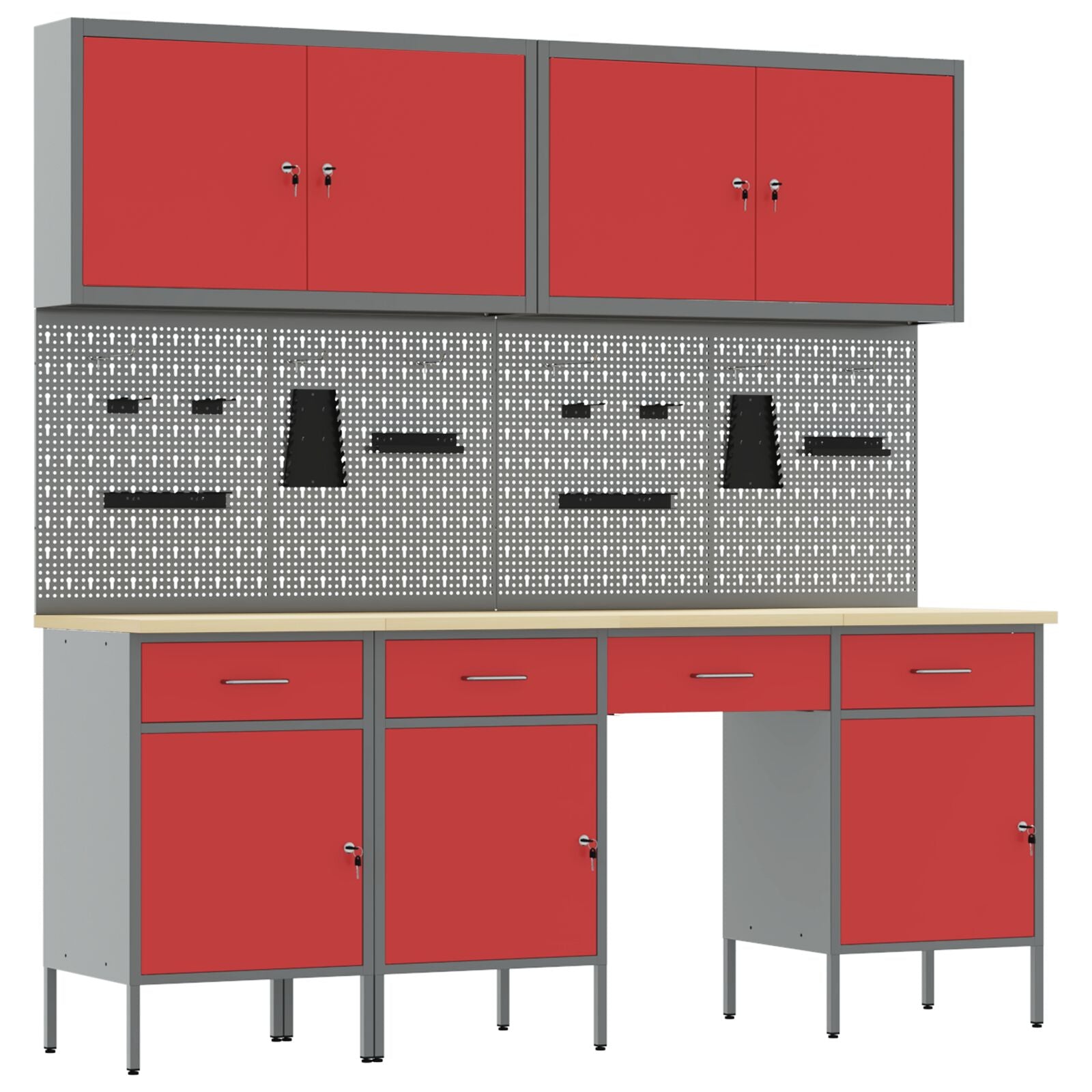 10-Delige Werkbank Set Rood Staal