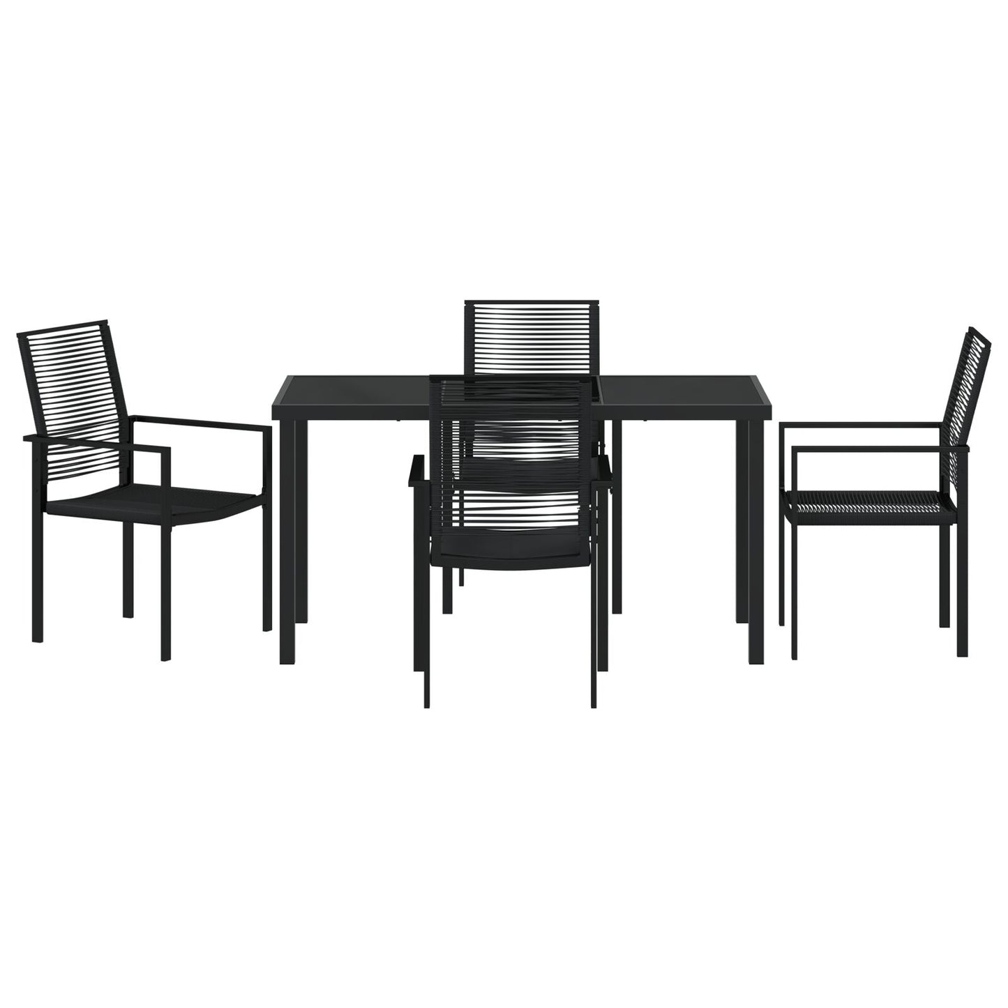 5-Piece Tuin Eet Set Zwart Pvc Riet