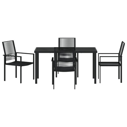 5-Piece Tuin Eet Set Zwart Pvc Riet