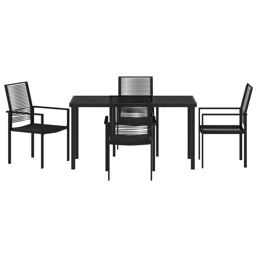 5-Piece Tuin Eet Set Zwart Pvc Riet