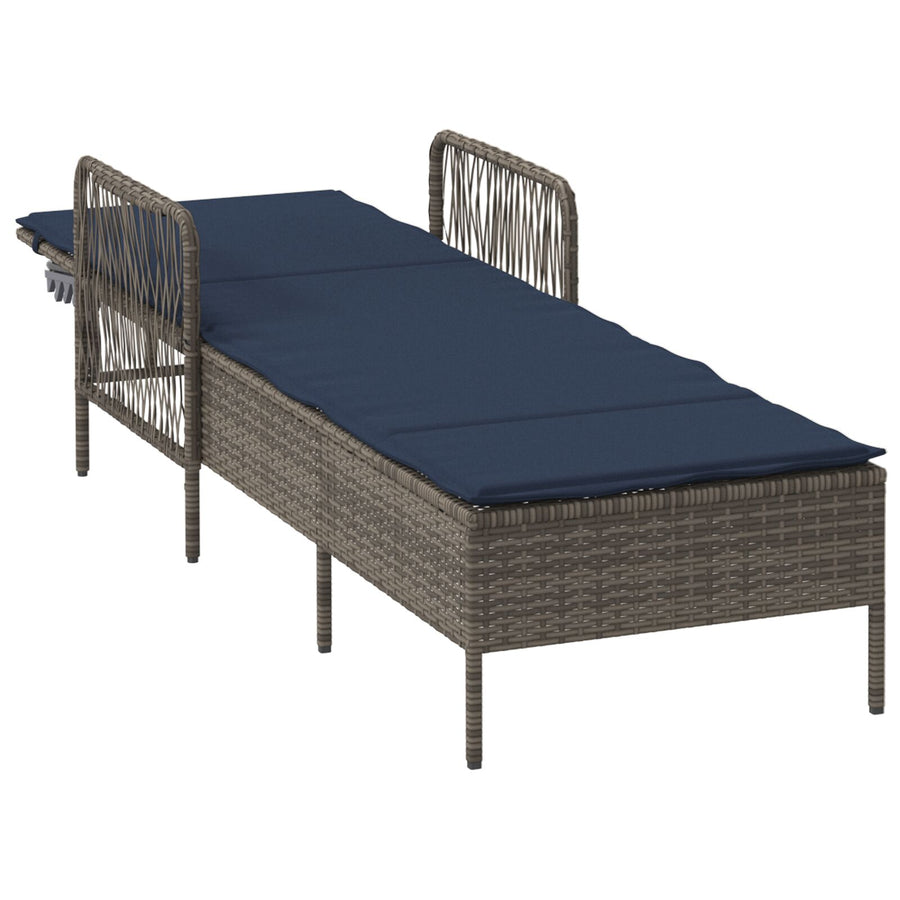 Zonnebank Grijs Pe Rattan 157 X 55 X 92 Cm Inklapbaar Zonnebank