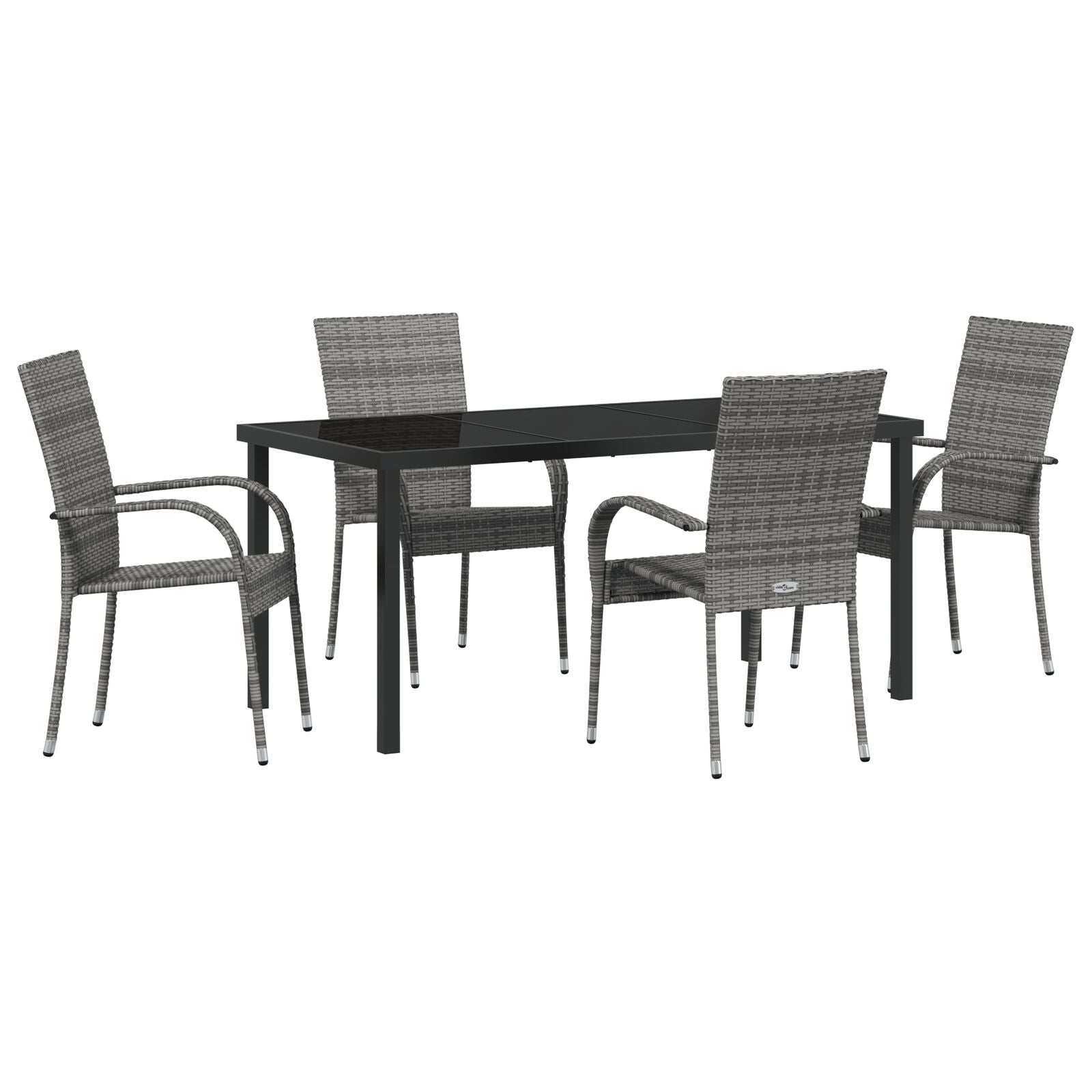 5-Delige Tuin Eetset Grijs Poly Rattan