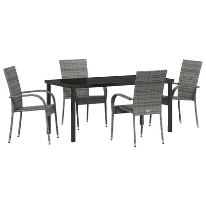 5-Delige Tuin Eetset Grijs Poly Rattan