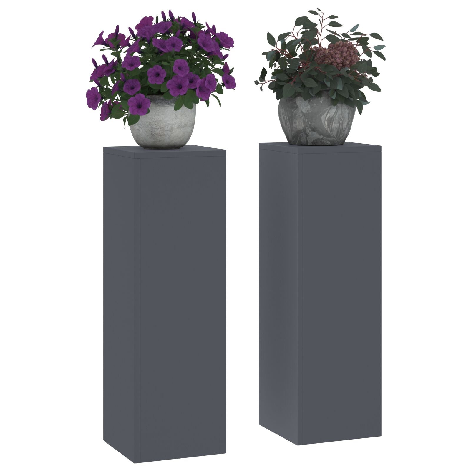 Buiten Plantstands Zuil 2 Pcs 24X24X75 Cm Staal Anthraciet 2x (75 cm)