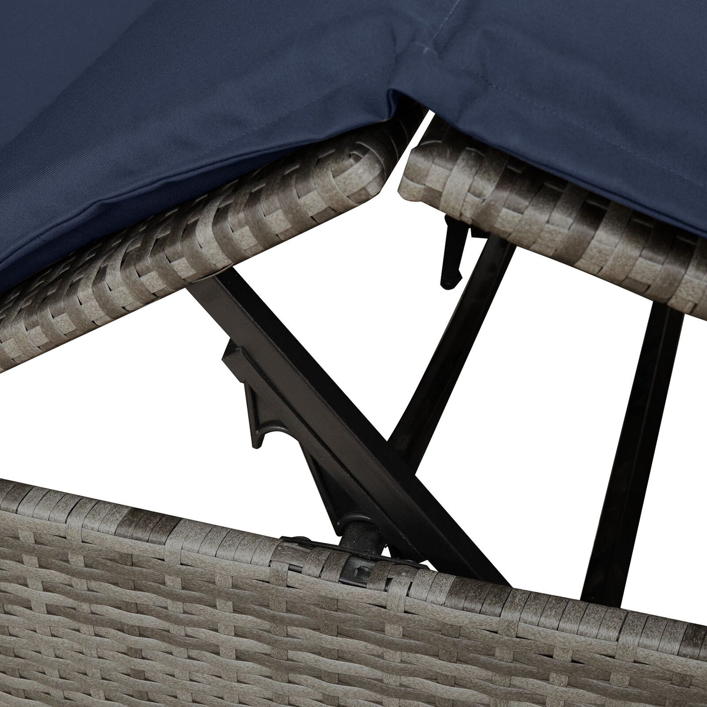 Dubbele Loungebank Set Van 2 Rattan Groot Grijs en marineblauw