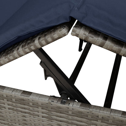 Dubbele Loungebank Set Van 2 Rattan Groot Grijs en marineblauw