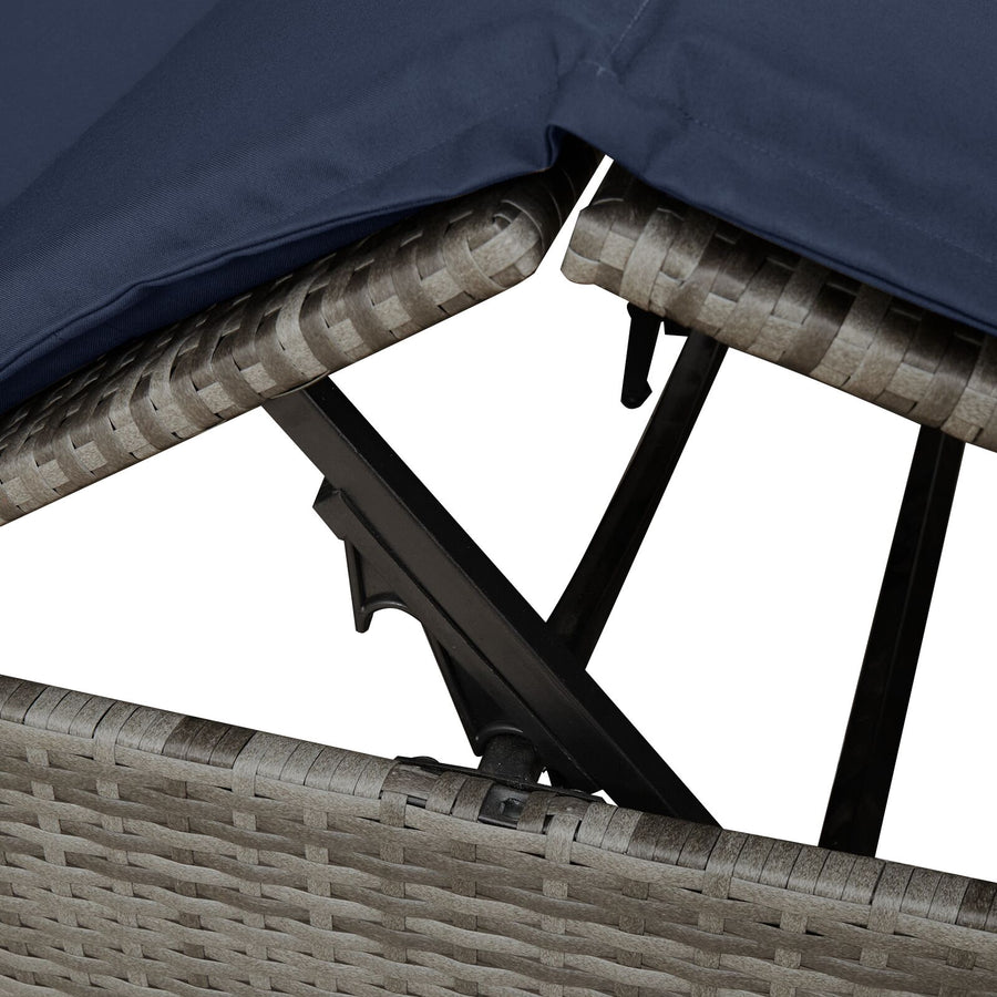 Dubbele Loungebank Set Van 2 Rattan Groot Grijs en marineblauw